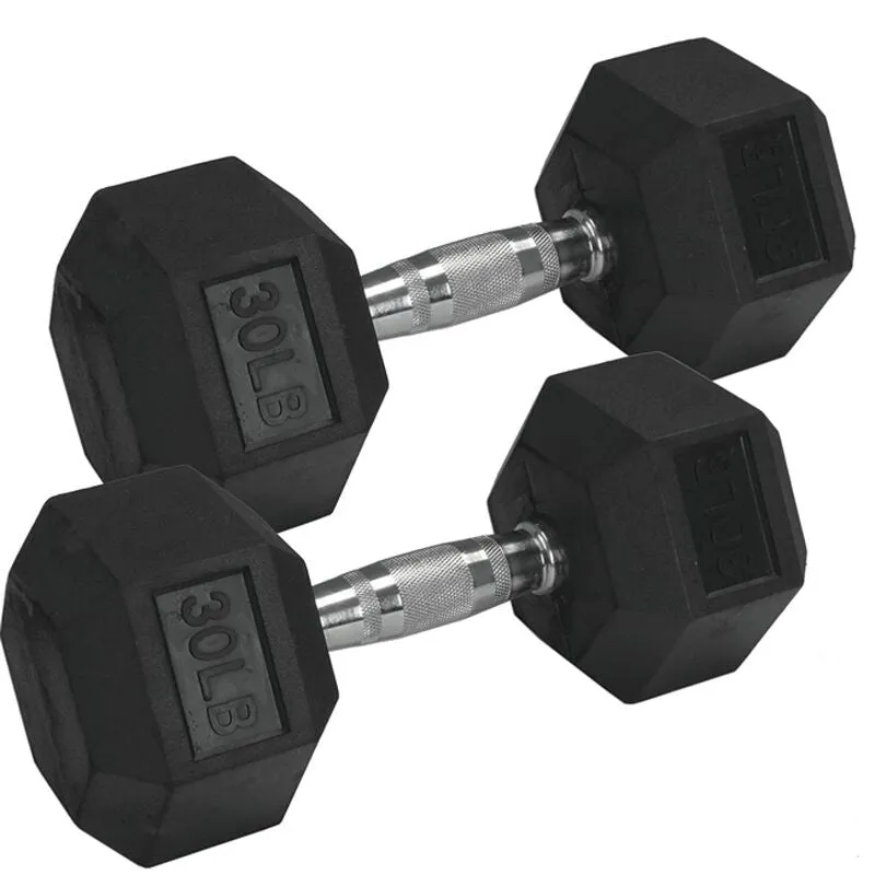 1441 Fitness  Rubber Hex Dumbbells - 5 Pound - 50 Pounds