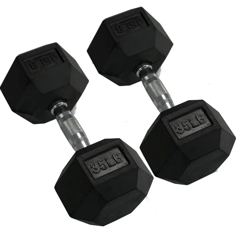 1441 Fitness  Rubber Hex Dumbbells - 5 Pound - 50 Pounds