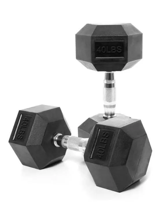 1441 Fitness  Rubber Hex Dumbbells - 5 Pound - 50 Pounds