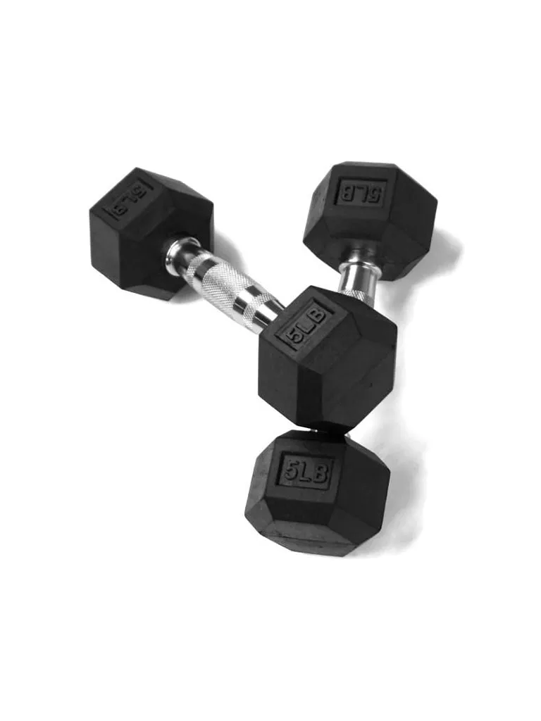 1441 Fitness  Rubber Hex Dumbbells - 5 Pound - 50 Pounds