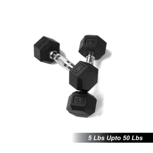1441 Fitness  Rubber Hex Dumbbells - 5 Pound - 50 Pounds
