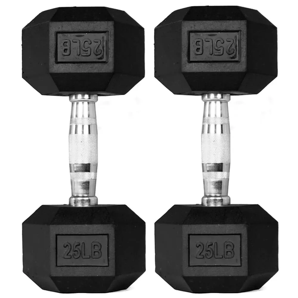 1441 Fitness  Rubber Hex Dumbbells - 5 Pound - 50 Pounds