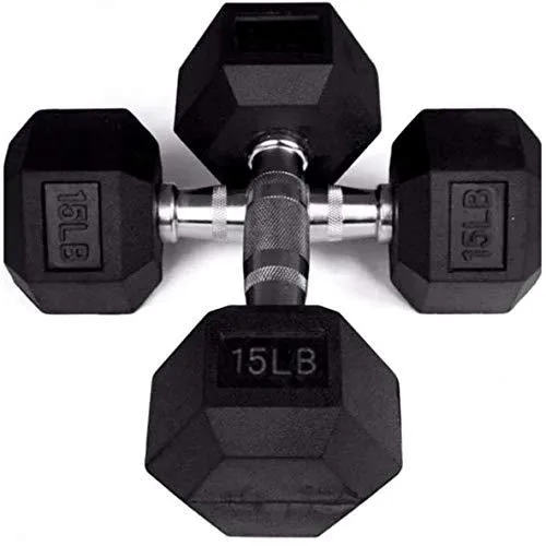 1441 Fitness  Rubber Hex Dumbbells - 5 Pound - 50 Pounds