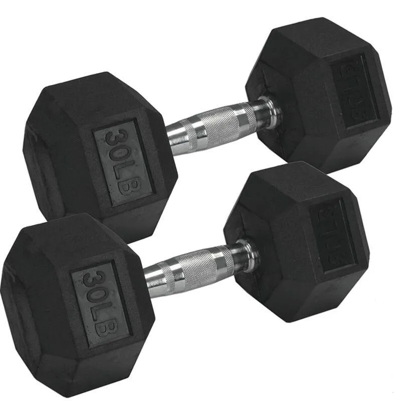 1441 Fitness  Rubber Hex Dumbbells - 5 Pound - 50 Pounds