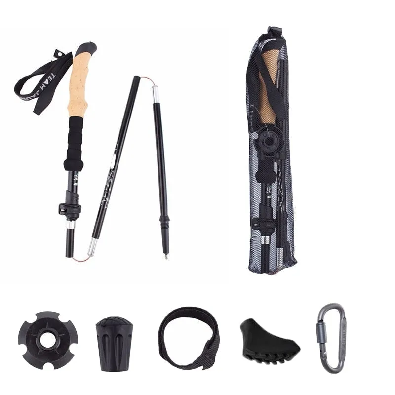 2Pcs Ultralight Aluminum Alloy Foldable Hiking Walking Sticks - Telescopic Trekking Poles for Camping & Nordic Walking