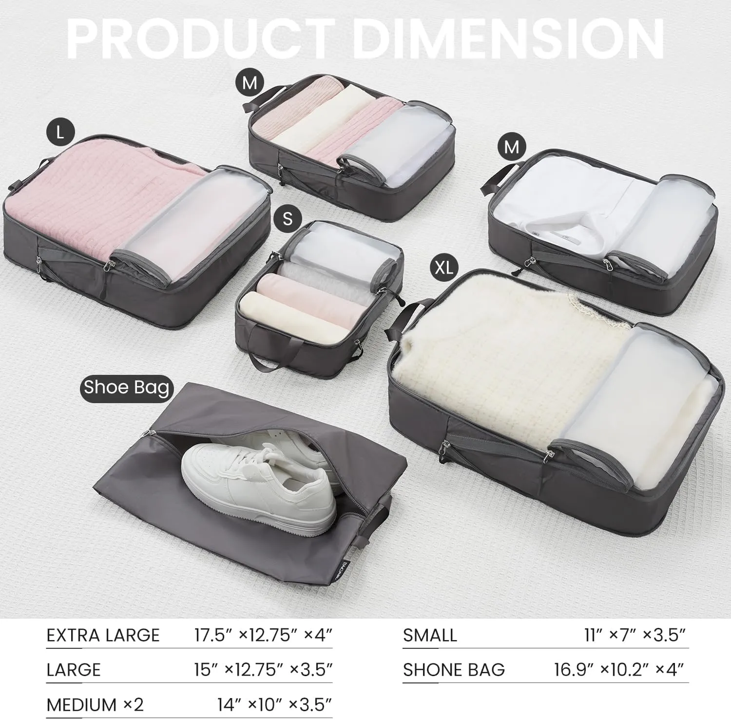 BAGAIL 4 Set/6 Set Ultralight Compression Packing Cubes Packing Organizer for Travel Accessories Luggage Suitcase Backpack