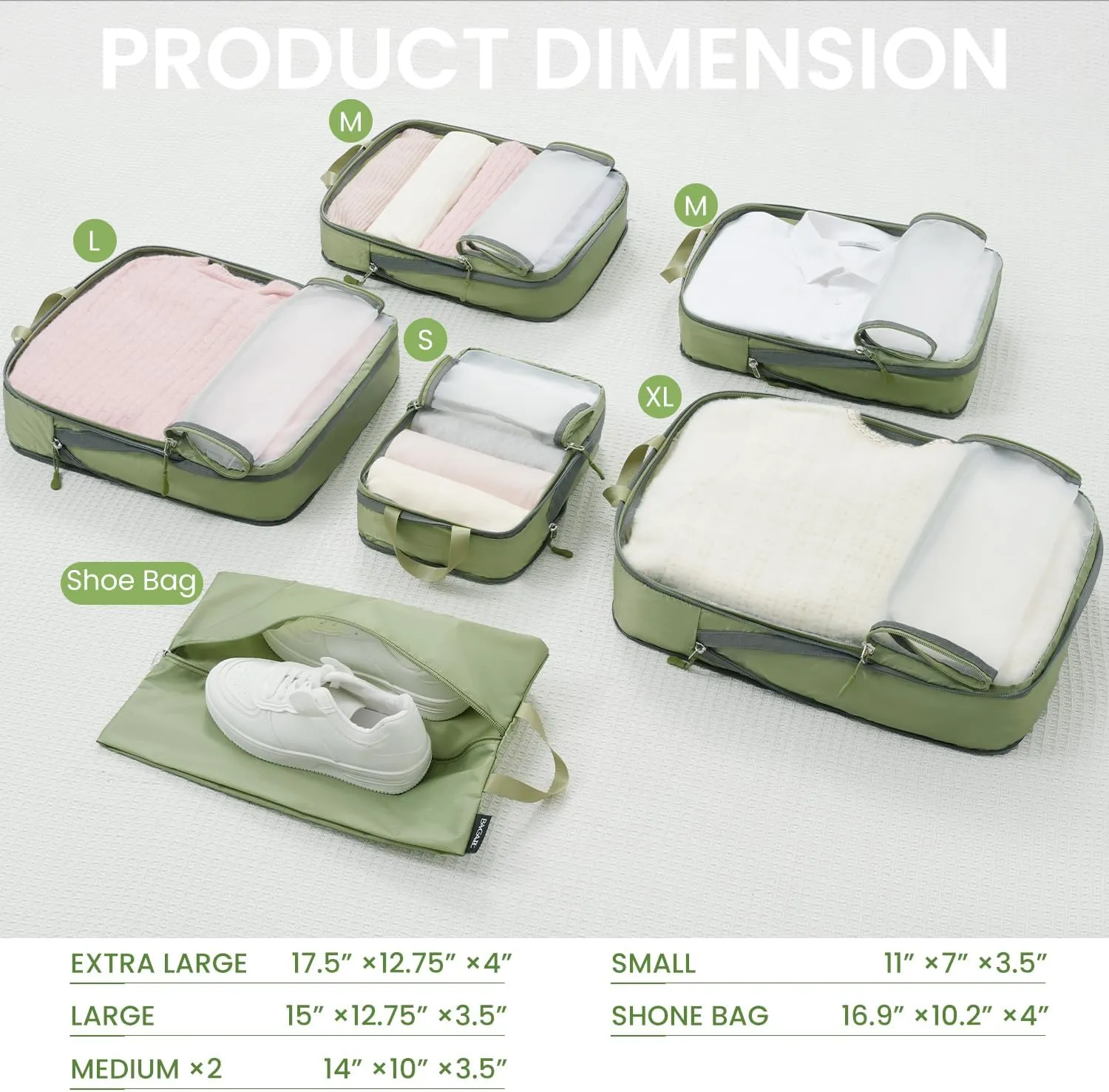 BAGAIL 4 Set/6 Set Ultralight Compression Packing Cubes Packing Organizer for Travel Accessories Luggage Suitcase Backpack