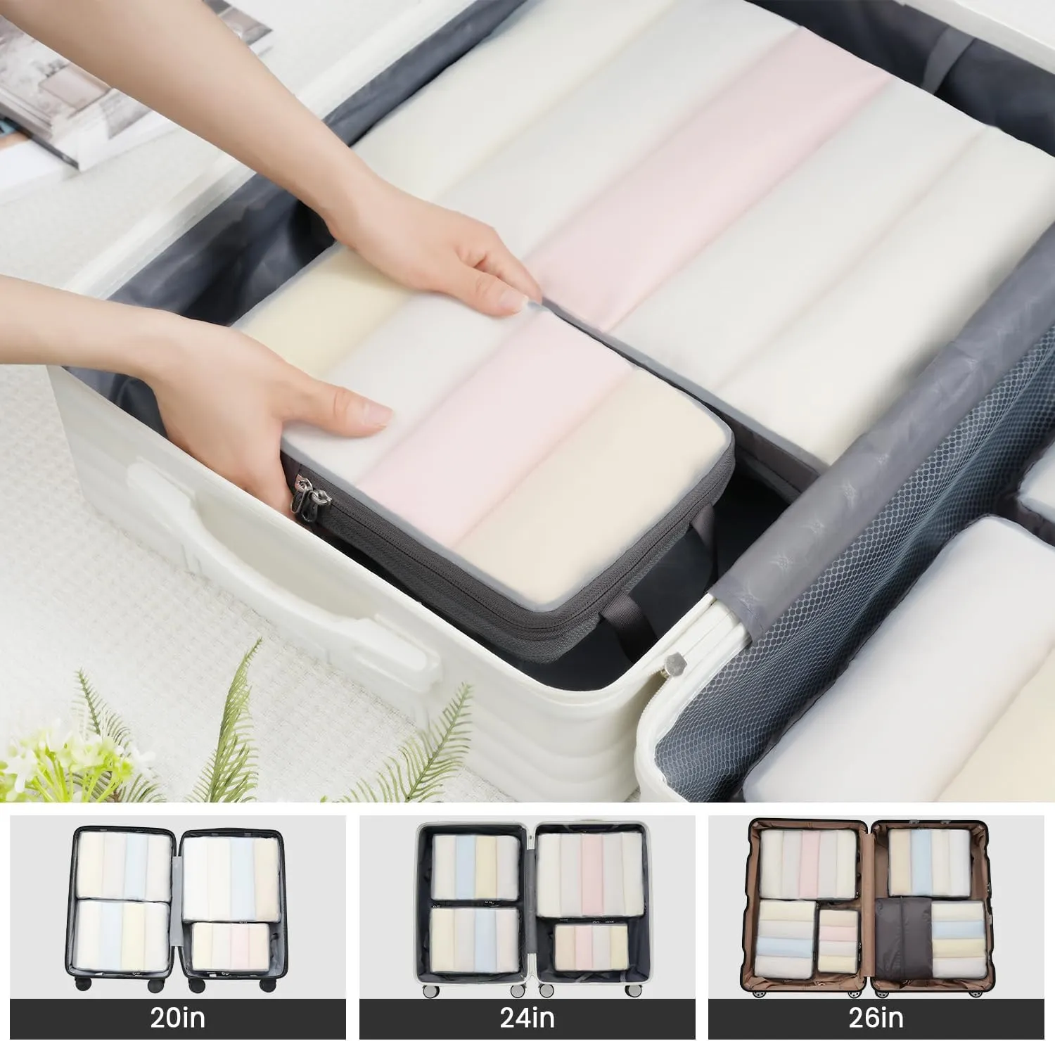 BAGAIL 4 Set/6 Set Ultralight Compression Packing Cubes Packing Organizer for Travel Accessories Luggage Suitcase Backpack