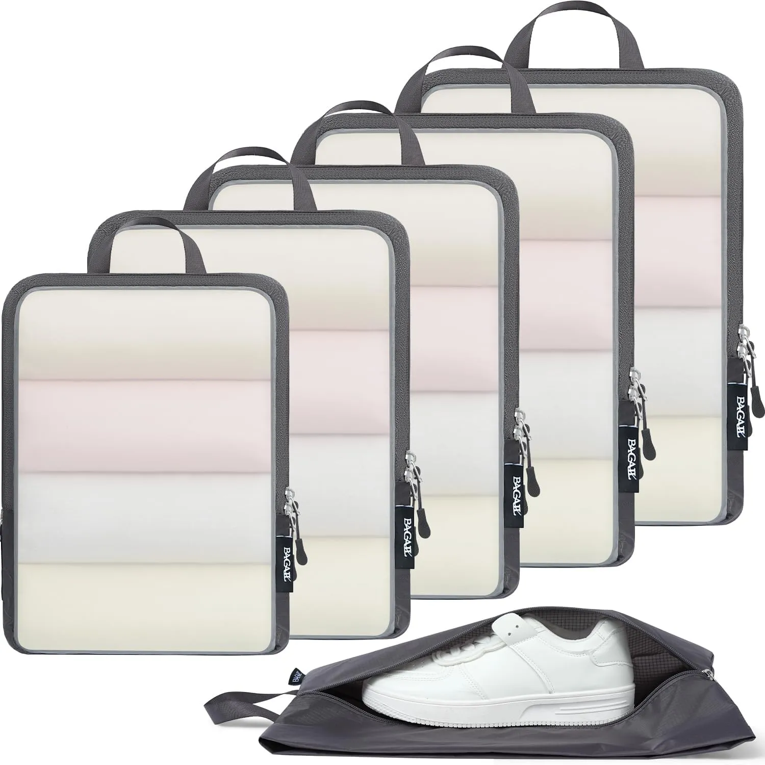 BAGAIL 4 Set/6 Set Ultralight Compression Packing Cubes Packing Organizer for Travel Accessories Luggage Suitcase Backpack