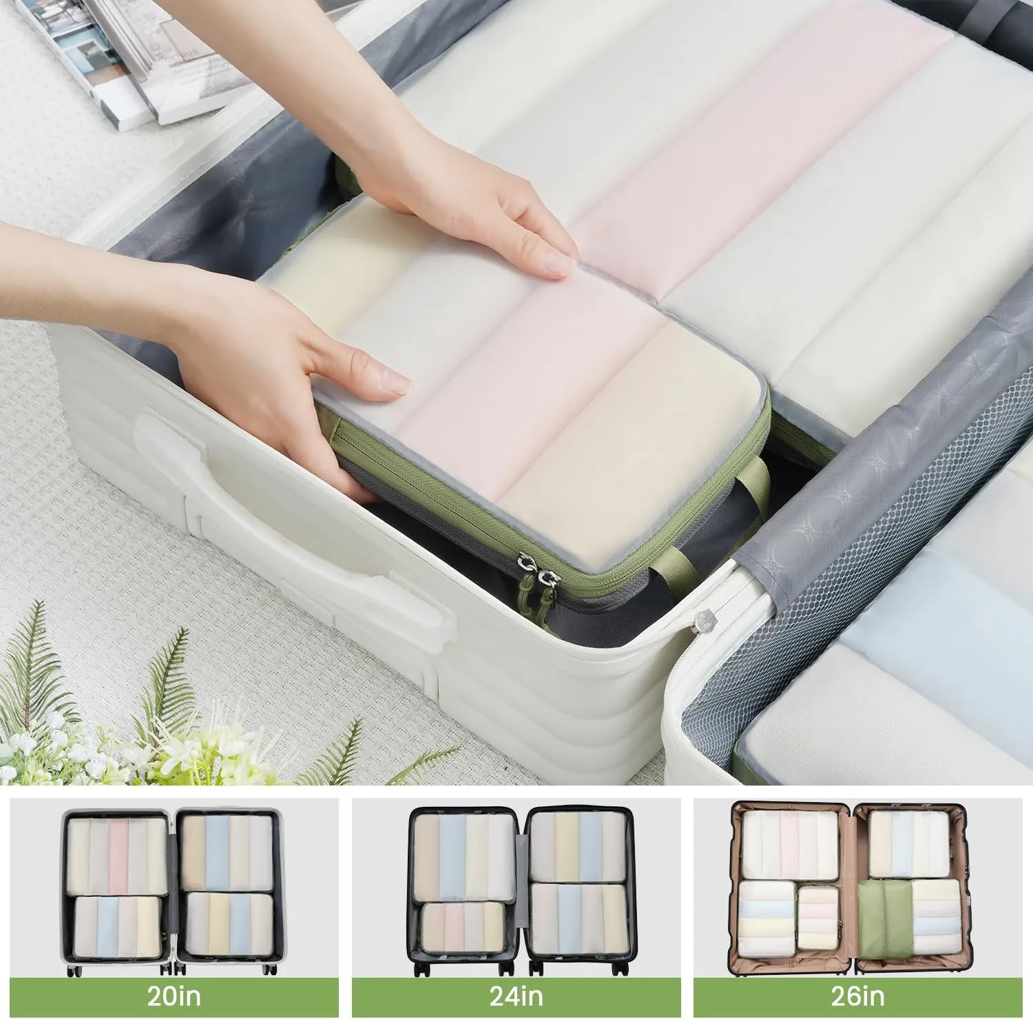 BAGAIL 4 Set/6 Set Ultralight Compression Packing Cubes Packing Organizer for Travel Accessories Luggage Suitcase Backpack