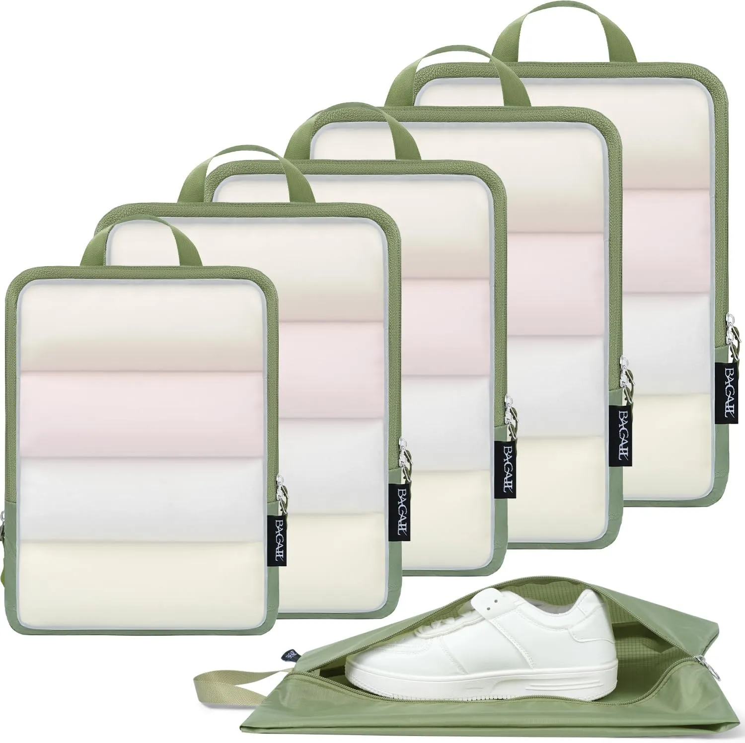BAGAIL 4 Set/6 Set Ultralight Compression Packing Cubes Packing Organizer for Travel Accessories Luggage Suitcase Backpack
