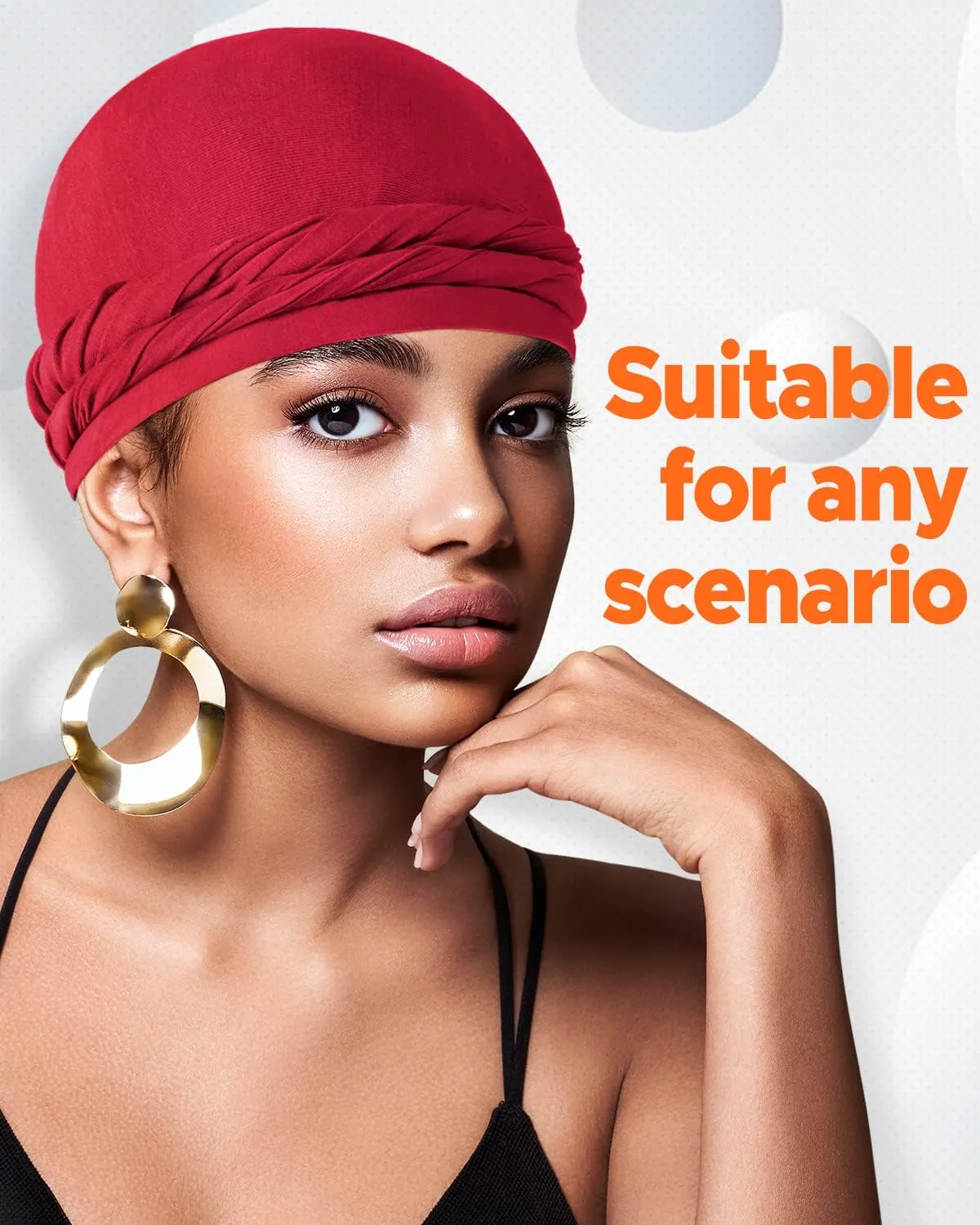 BEACE Silk Satin Lined Pre-Tied Turban Durag Head Wrap for Men & Women, Halo Turban Skull Cap Bonnet Hair Cover for Sleeping