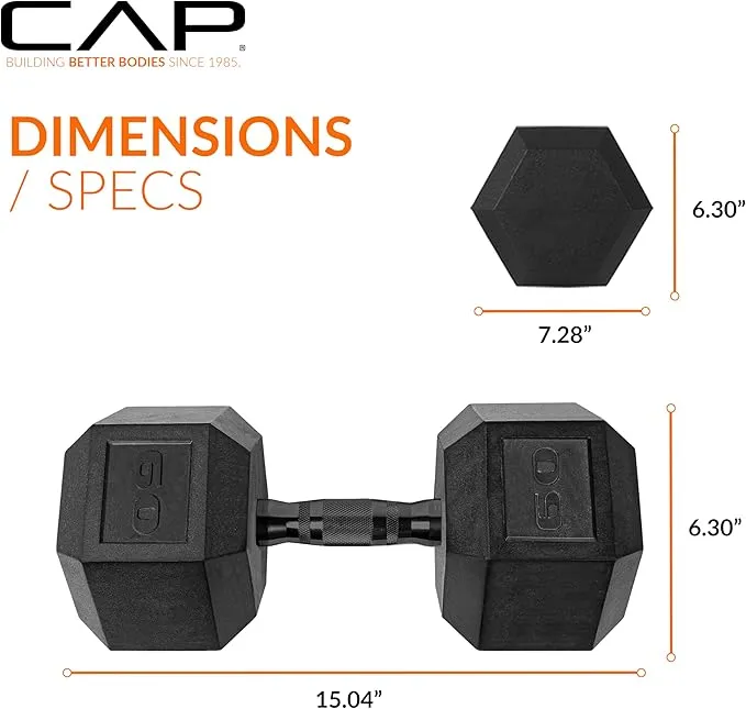 CAP Barbell 60 lb. Coated Dumbbell Weight | Multiple Options Pairs & Sets