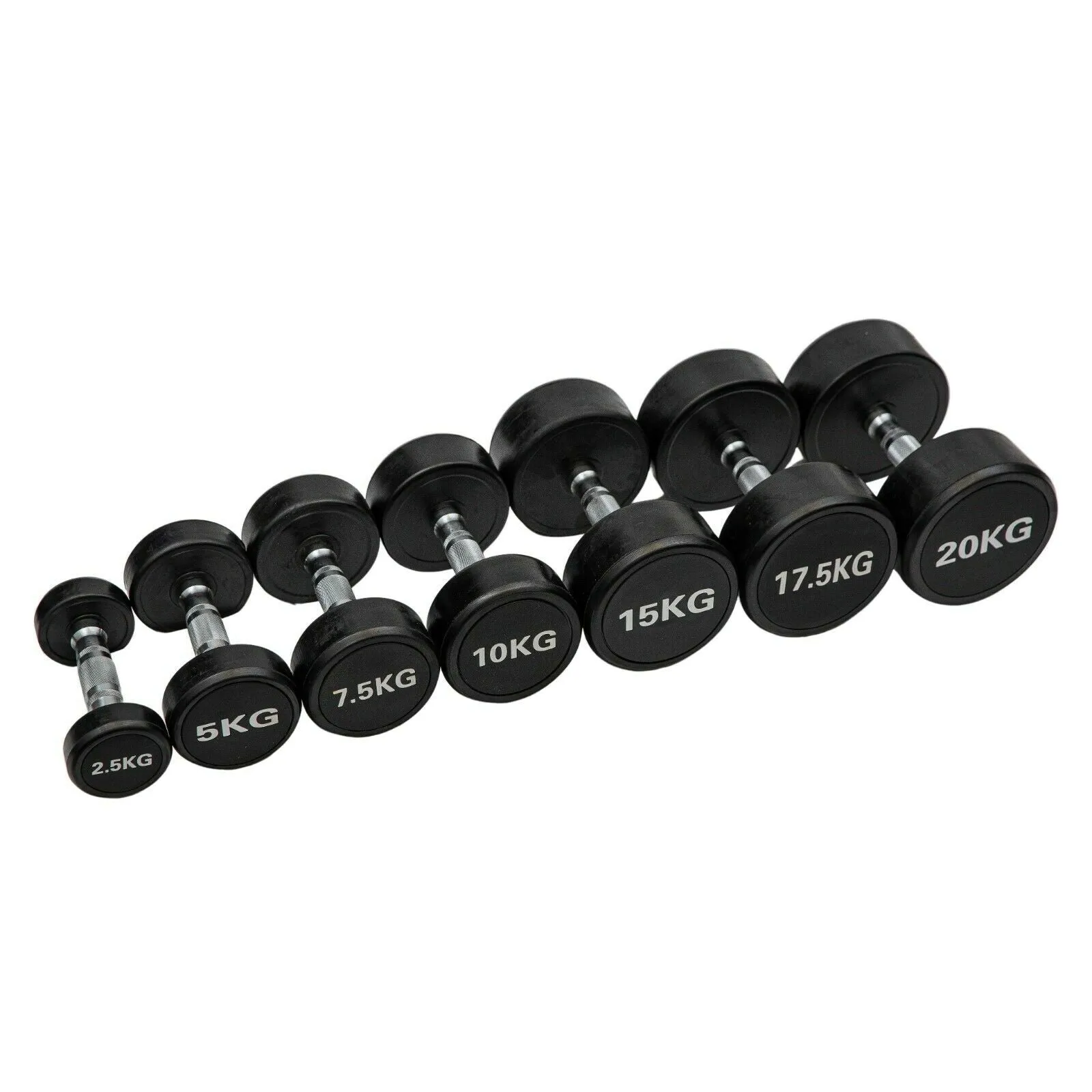 Commercial Round PU Dumbbell Full Set | 12 Pairs
