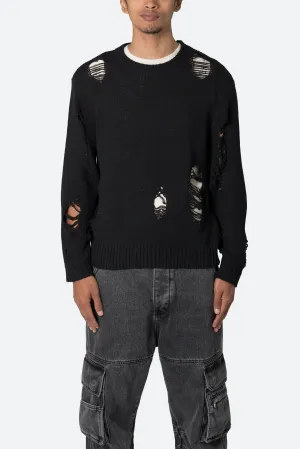 Distressed Sweater - Black