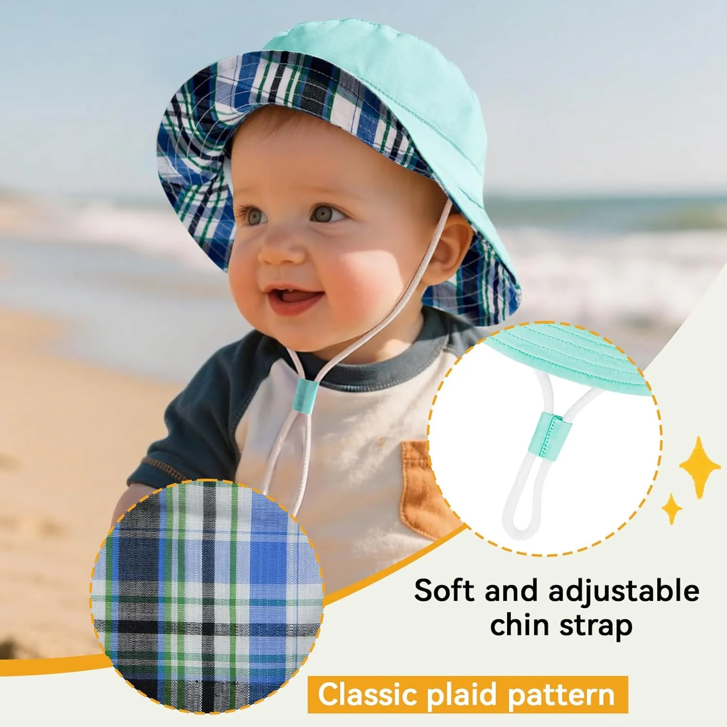 Durio UPF 50  Beach Baby Sun Hat Sun Protection Cute Wide Brim Summer Baby Boy Bucket Hats Toddler Sun Hats for Girl