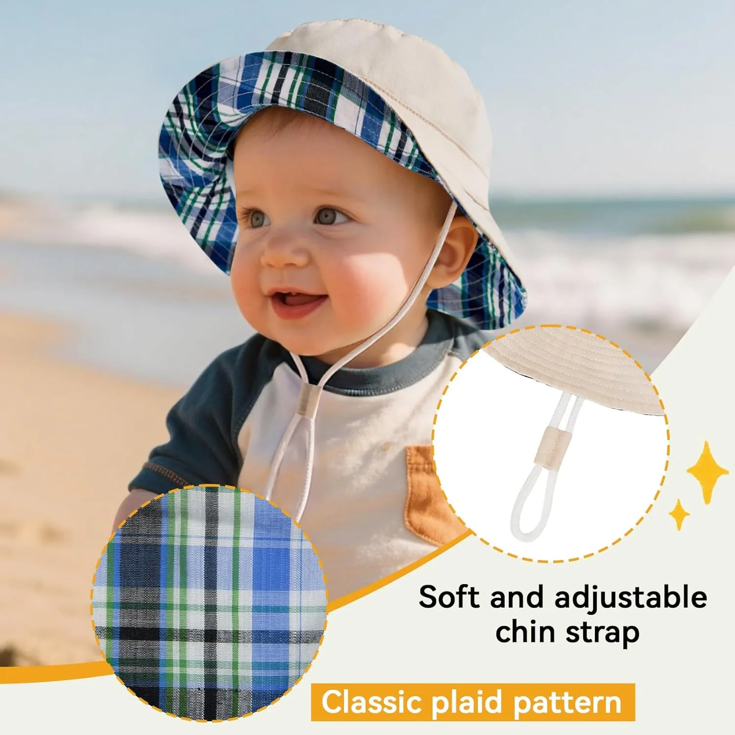 Durio UPF 50  Beach Baby Sun Hat Sun Protection Cute Wide Brim Summer Baby Boy Bucket Hats Toddler Sun Hats for Girl