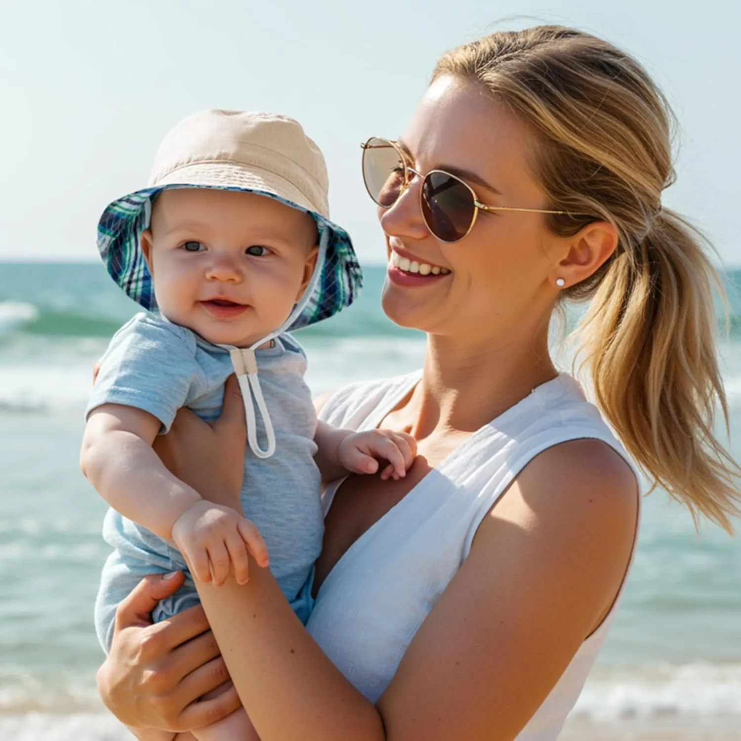 Durio UPF 50  Beach Baby Sun Hat Sun Protection Cute Wide Brim Summer Baby Boy Bucket Hats Toddler Sun Hats for Girl
