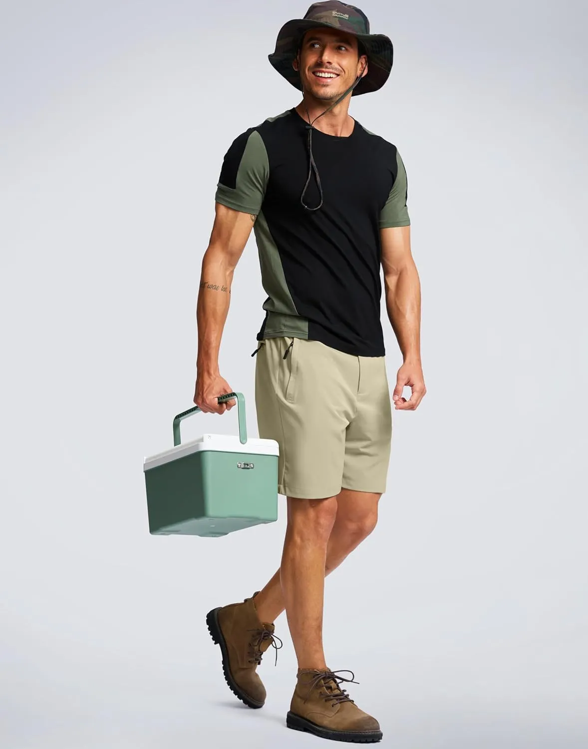 G Gradual Men's Hiking Shorts 7" Lightewight Casual Shorts for Men Quick Dry Stretch Golf Shorts with 3 Zipper Pockets Summer