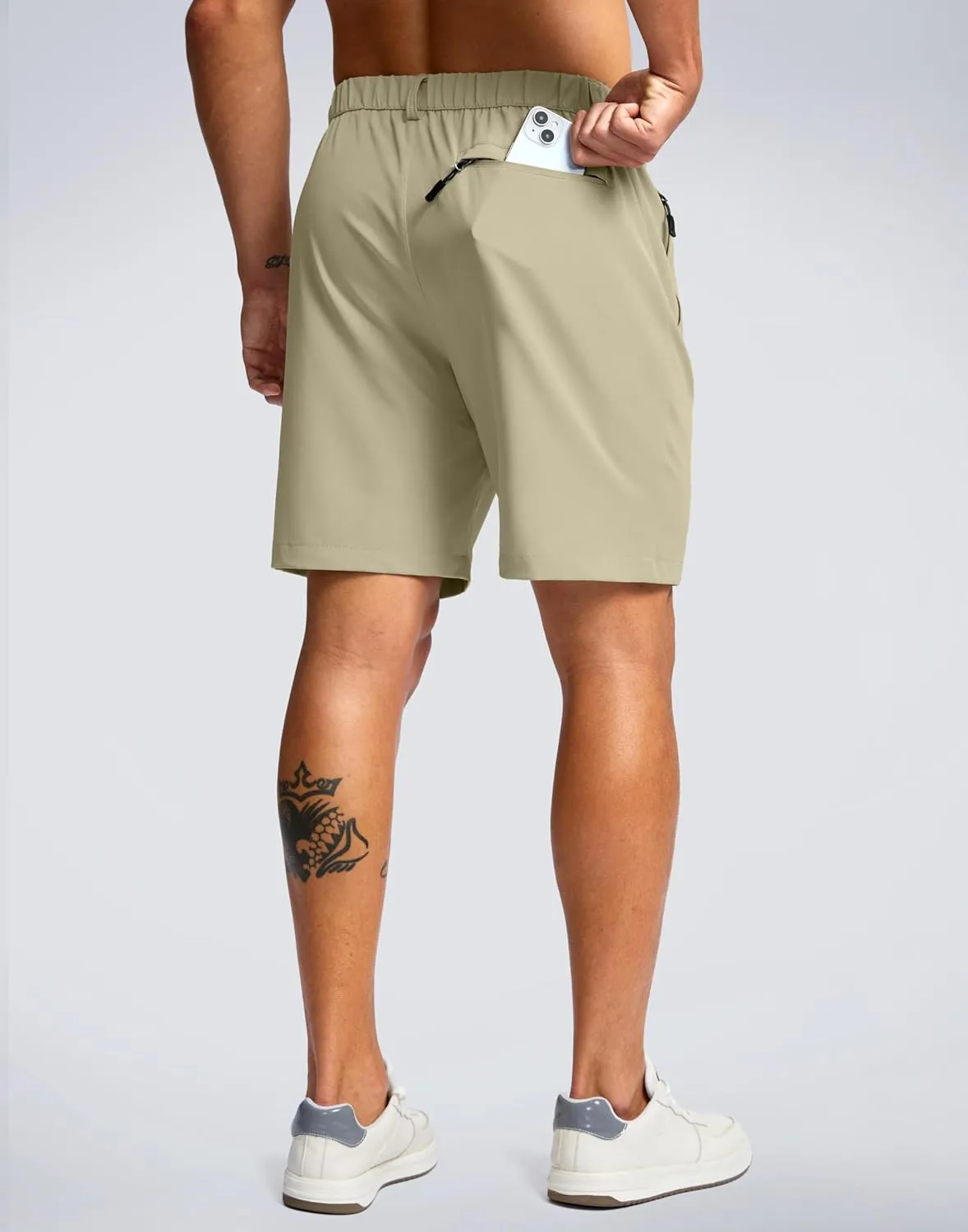 G Gradual Men's Hiking Shorts 7" Lightewight Casual Shorts for Men Quick Dry Stretch Golf Shorts with 3 Zipper Pockets Summer