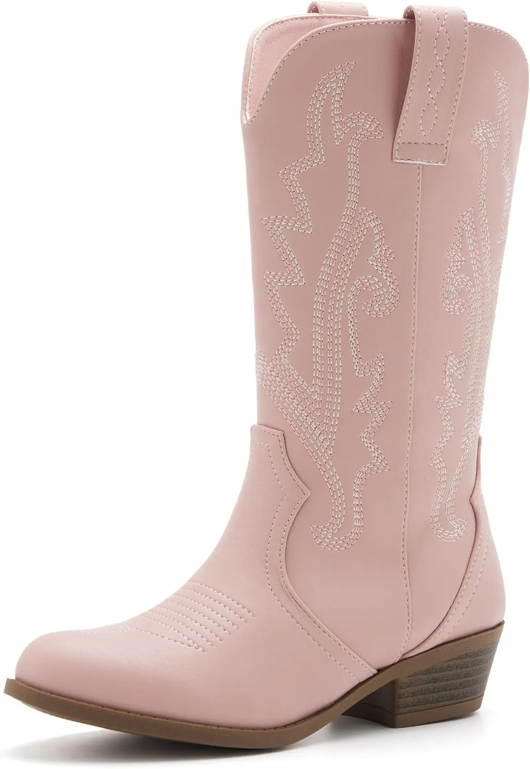 Girls Kids Western Boots Embroidered Cowgirl Cowboy Boots Girls Mid Calf Riding Shoes Little Kid/Big Kid