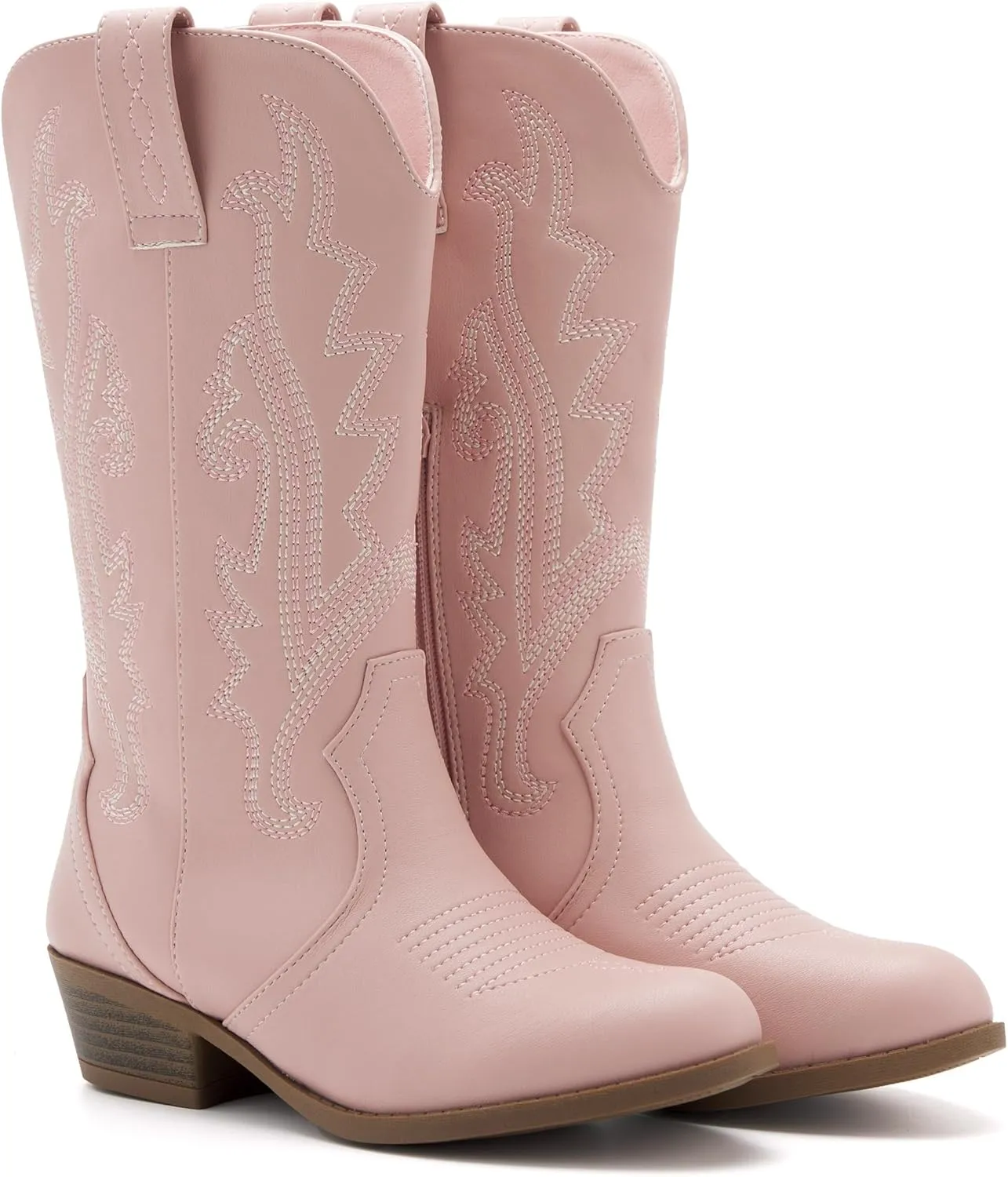 Girls Kids Western Boots Embroidered Cowgirl Cowboy Boots Girls Mid Calf Riding Shoes Little Kid/Big Kid