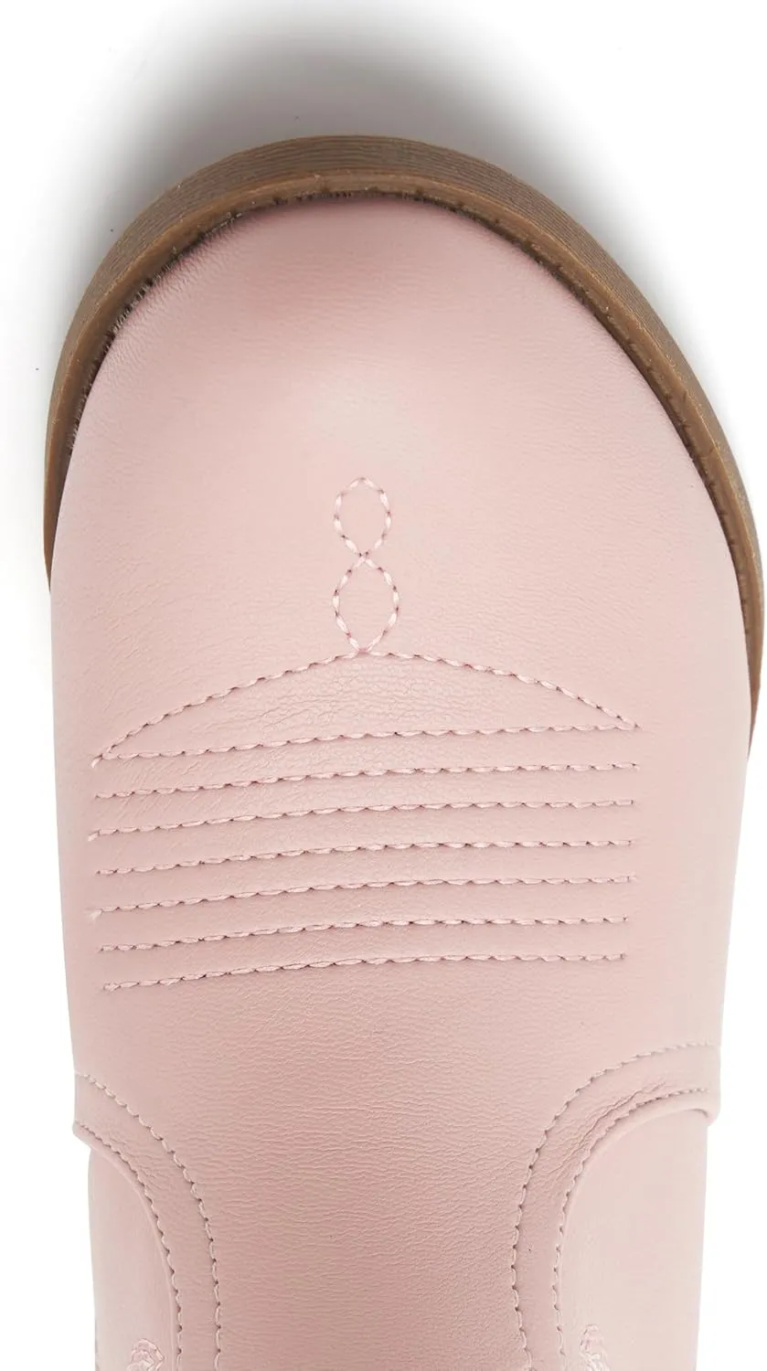 Girls Kids Western Boots Embroidered Cowgirl Cowboy Boots Girls Mid Calf Riding Shoes Little Kid/Big Kid