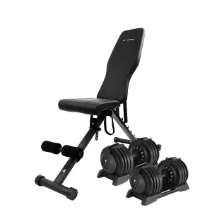 Hit Fitness Adjustable Dumbbells 24kg & Weight Bench