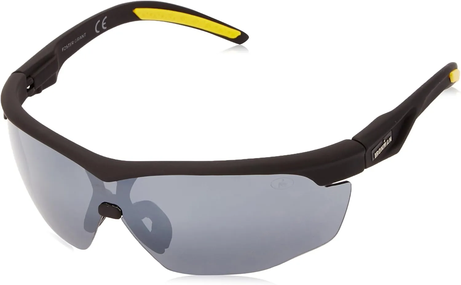 IRONMAN Men's Tenacity Sunglasses Wrap, Matte Black and Yellow, 52 mm