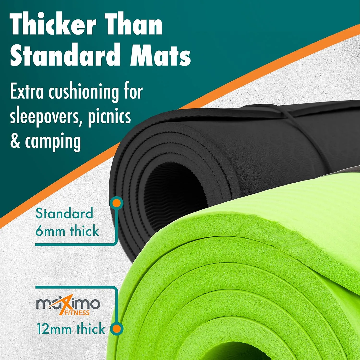 Maximo Fitness Yoga Mat - Multipurpose Exercise Mat for Men, Women and Kids, Ideal Non Slip Workout Mats for Yoga, Pilates, Gym Exercise with Carrying Strap