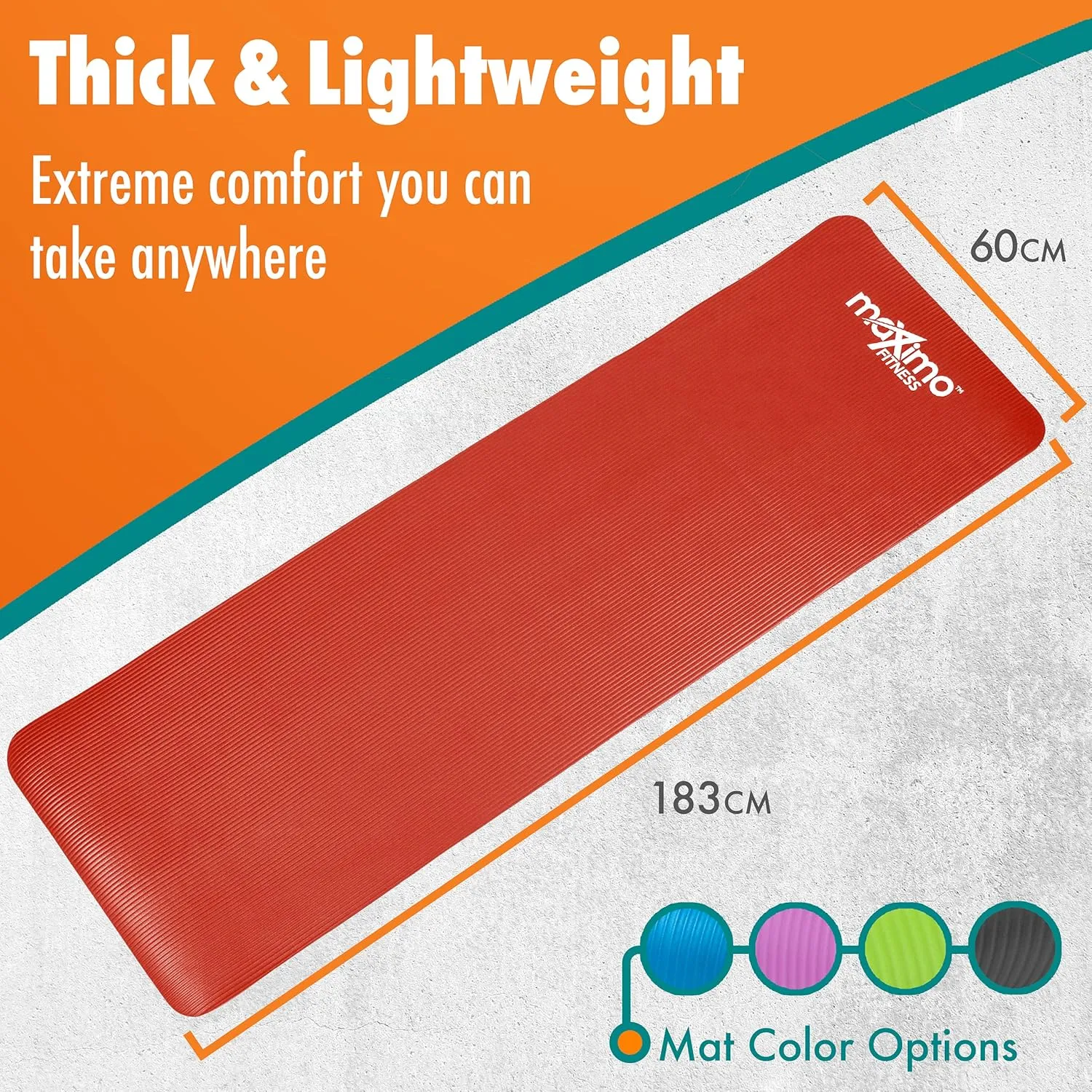 Maximo Fitness Yoga Mat - Multipurpose Exercise Mat for Men, Women and Kids, Ideal Non Slip Workout Mats for Yoga, Pilates, Gym Exercise with Carrying Strap