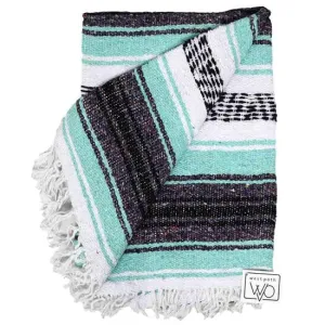 Mint and Grey Mexican Falsa Yoga Blanket