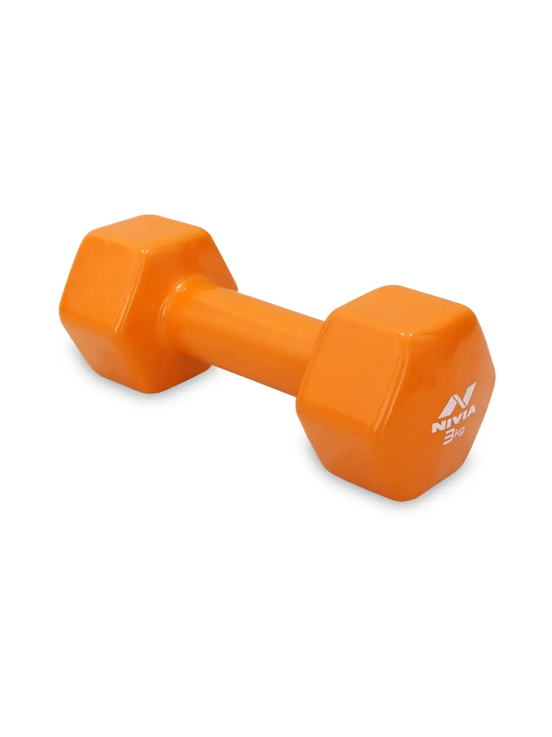 NIVIA Vinyl Dumbbells For Home Workouts and Gym Equipment Set of 3 Kg Dumbbells (Orange)