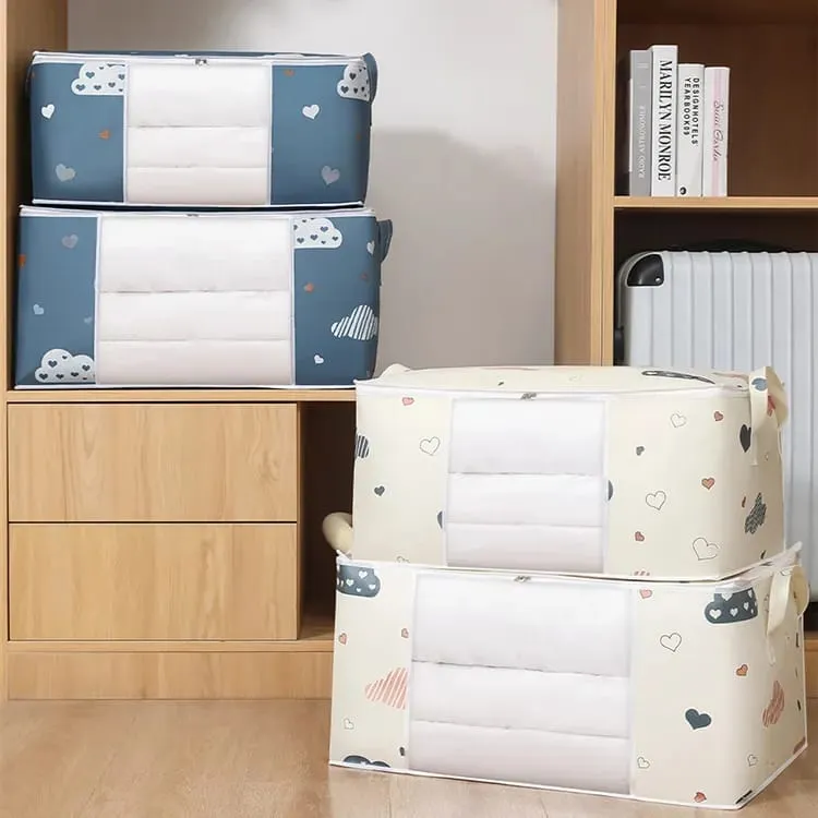 Non-Woven Fabric cloth quilt storage bag and Organizer with Reinforced Handle Thick Fabric for Comforters, Pillows, Blankets, Bedding Quilt, Blanket, Duvet, Mothproof and Space Saver(10 Pack)