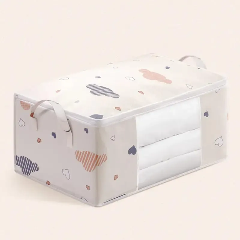 Non-Woven Fabric cloth quilt storage bag and Organizer with Reinforced Handle Thick Fabric for Comforters, Pillows, Blankets, Bedding Quilt, Blanket, Duvet, Mothproof and Space Saver(10 Pack)