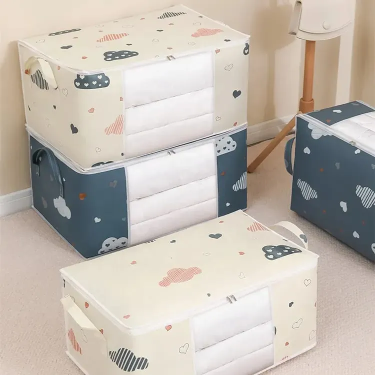 Non-Woven Fabric cloth quilt storage bag and Organizer with Reinforced Handle Thick Fabric for Comforters, Pillows, Blankets, Bedding Quilt, Blanket, Duvet, Mothproof and Space Saver(10 Pack)