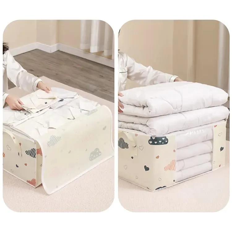 Non-Woven Fabric cloth quilt storage bag and Organizer with Reinforced Handle Thick Fabric for Comforters, Pillows, Blankets, Bedding Quilt, Blanket, Duvet, Mothproof and Space Saver(10 Pack)