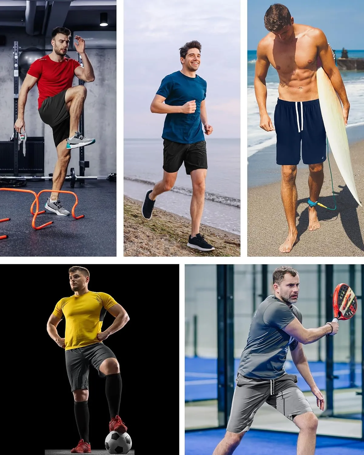 NY Threads 5 Pack Men's Athletic Shorts Quick Dry Loose-Fit Lightweight Running Workout Gym Shorts with Pockets