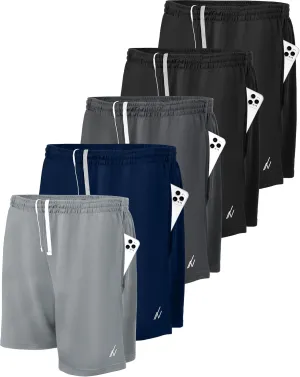 NY Threads 5 Pack Men's Athletic Shorts Quick Dry Loose-Fit Lightweight Running Workout Gym Shorts with Pockets