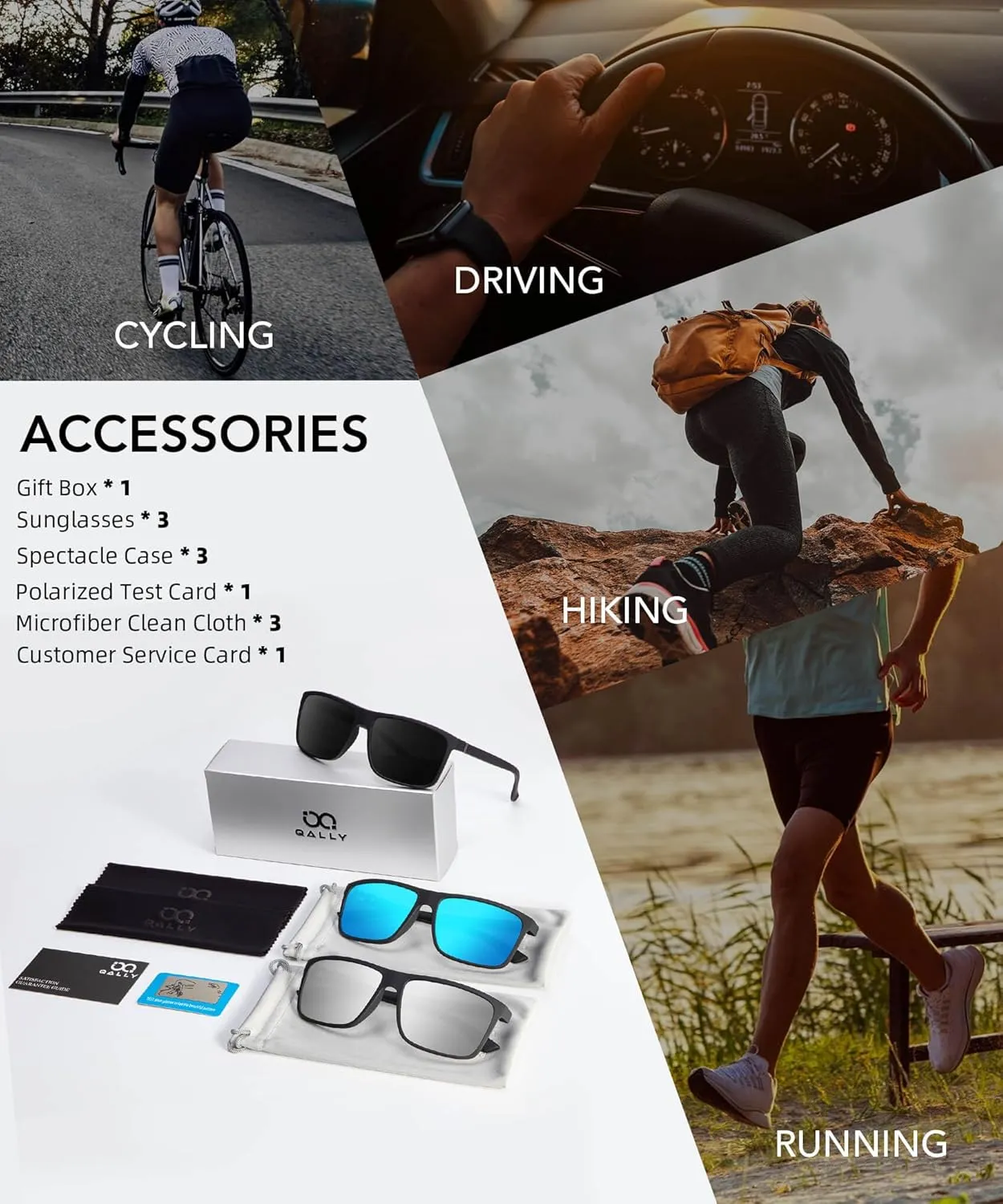 Polarized Sunglasses for Men Rectangular Frame Men's Polarized Sunglasses Sports Sunglasses with UV400 Protection