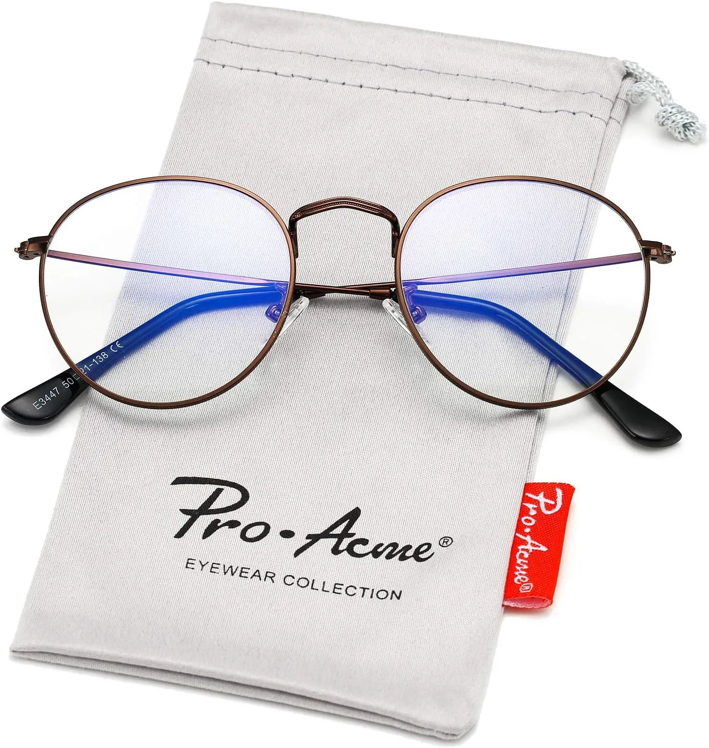 Pro Acme Classic Round Metal Clear Lens Glasses Frame Unisex Circle Eyeglasses