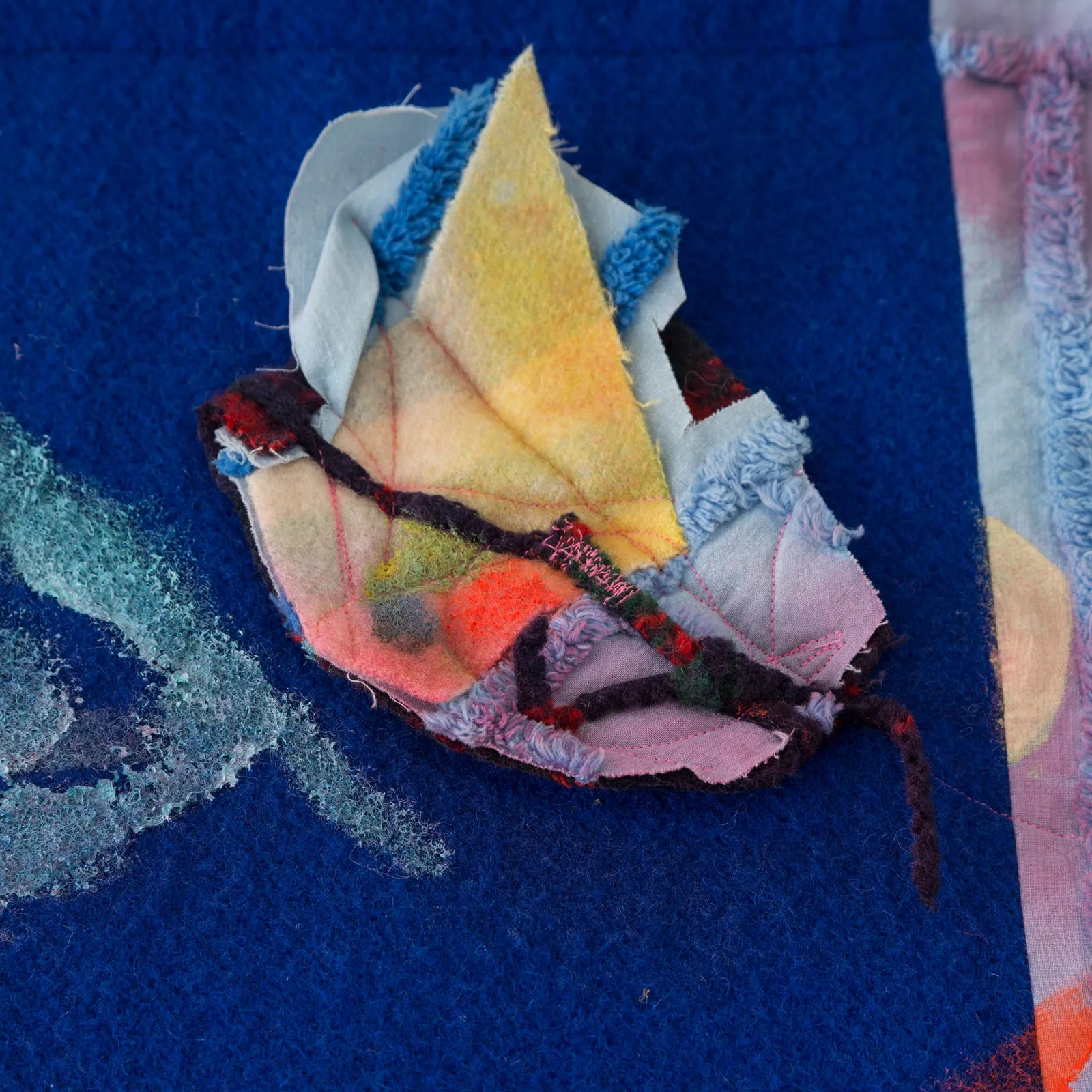 Quilt Painting 'Climb Flower Mountain' Tapestry Textile Art