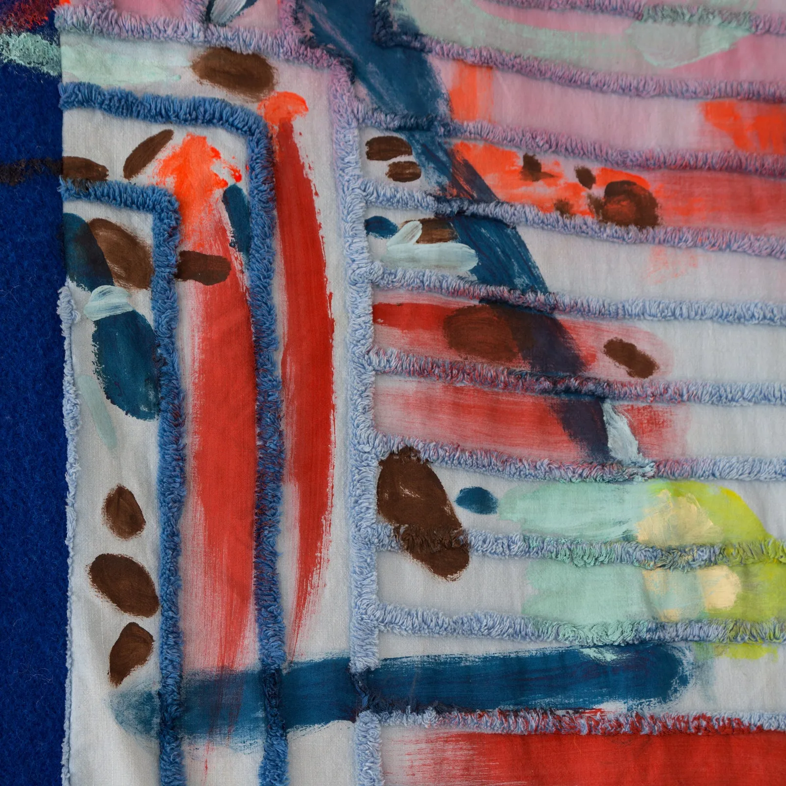 Quilt Painting 'Climb Flower Mountain' Tapestry Textile Art