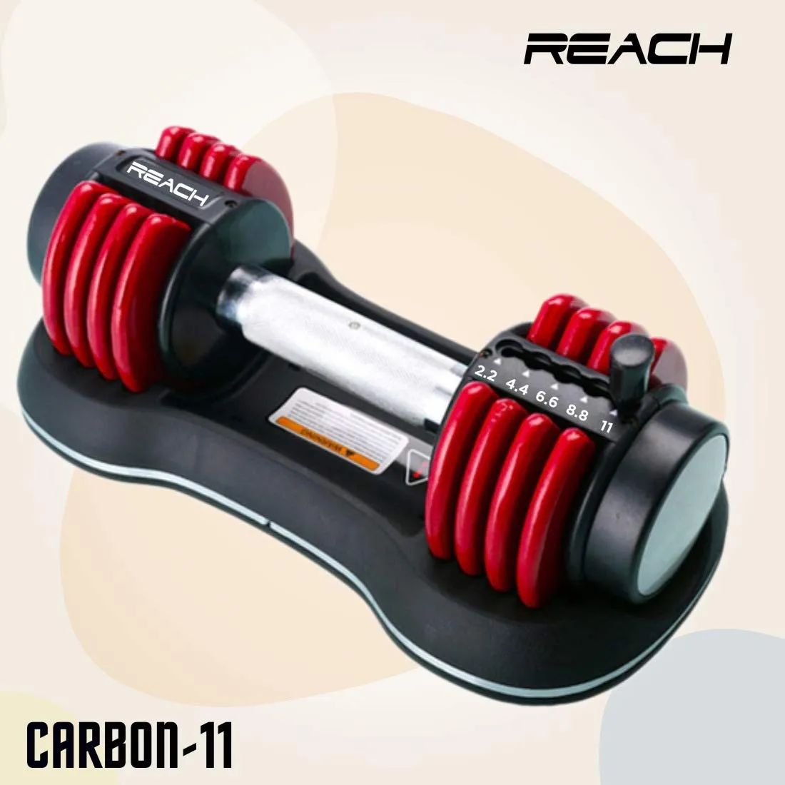 Reach Carbon Adjustable Dumbbells (2.2 kg to 11 kg) Perfect Home Gym Equipment for Fitness and Full Body Workout Easy Weight Adjustment with Pin Lock Technology Space Saver Dumbbell Suitable for Men and Women