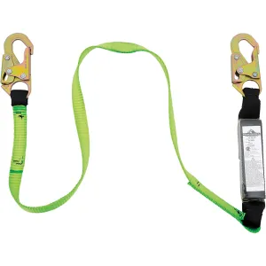 Shock Absorbing Lanyard, 6', Snap Hook Center, Snap Hook Leg Ends, Polyester