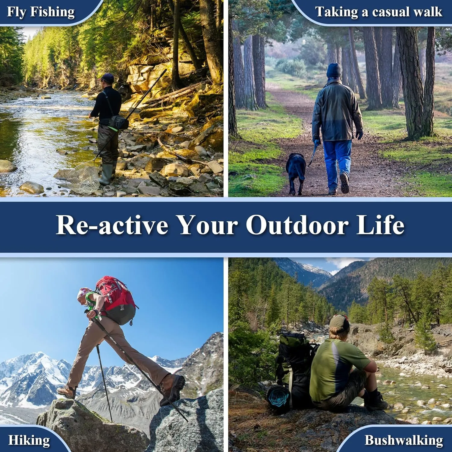 Ultralight Folding Nordic Walking Trekking Poles - Adjustable Anti-Shock