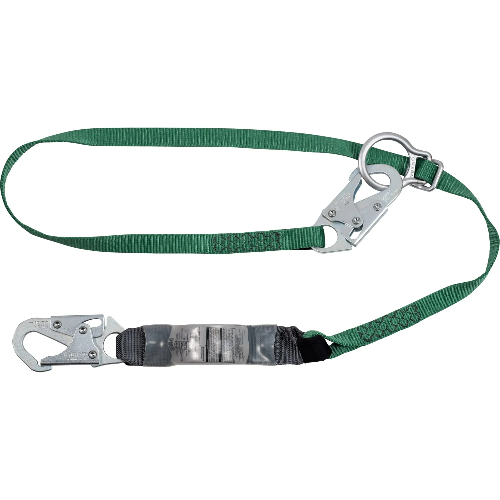 V-Series Tie-Back Lanyard, 6', Rebar Hook Center, Snap Hook Leg Ends, Polyester