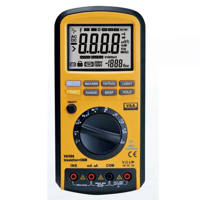 VA588, Portable Insulation Multimeter For Current, Voltage, Resistance, Frequency, Insulation Resitance, Temperature