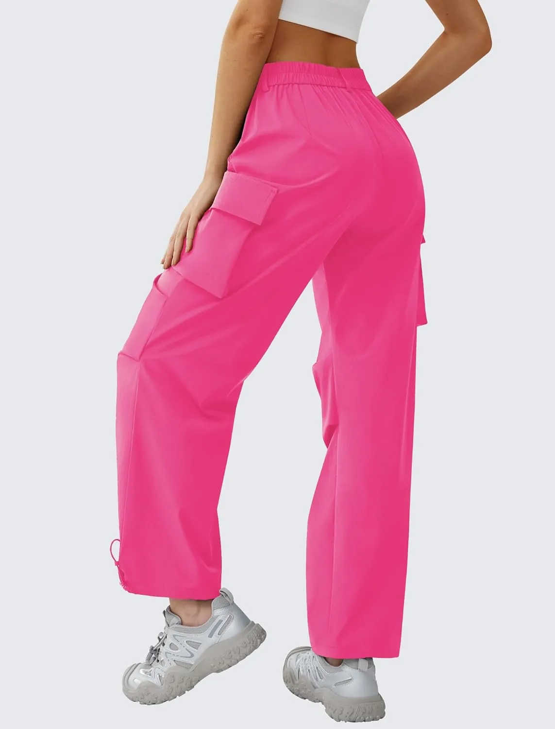 Women??s Hiking Pants Wide Leg Cargo Pants Quick Dry Lightweight Water-Resistant Travel Casual Trousers with 4 Pockets