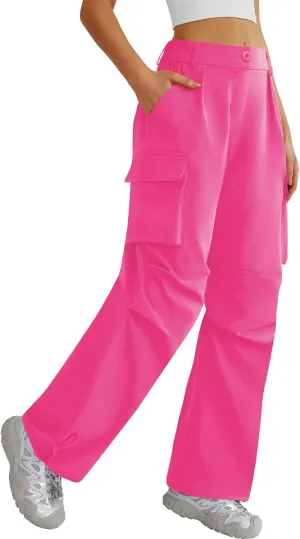 Women??s Hiking Pants Wide Leg Cargo Pants Quick Dry Lightweight Water-Resistant Travel Casual Trousers with 4 Pockets